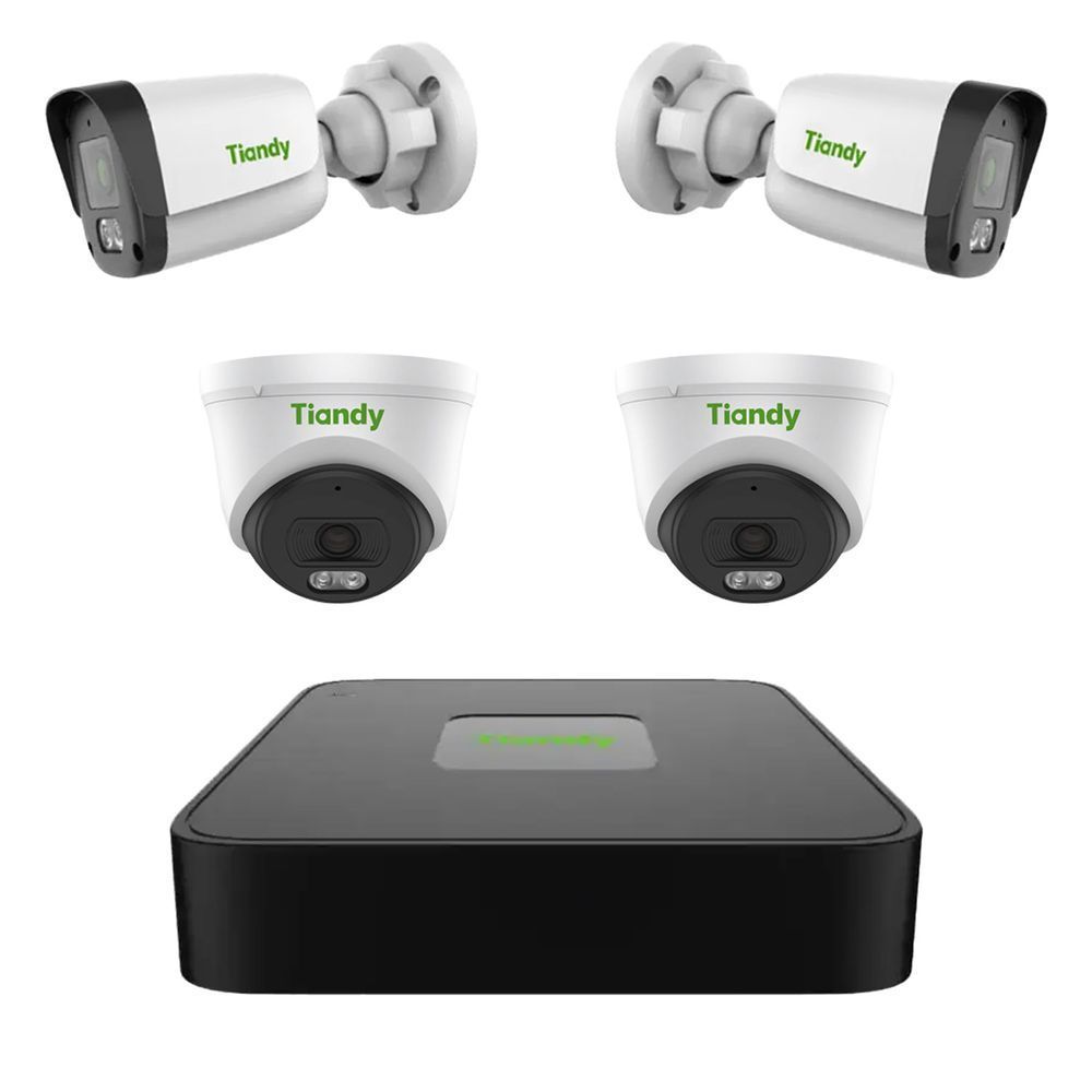 Сучасний Комплект IP відеоспостереження Tiandy на 4 камери